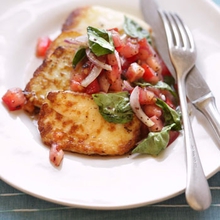 Haloumi basil tomato