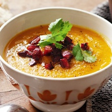 Carrot chorizo soup