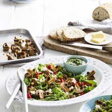 Mushroom almond pesto salad